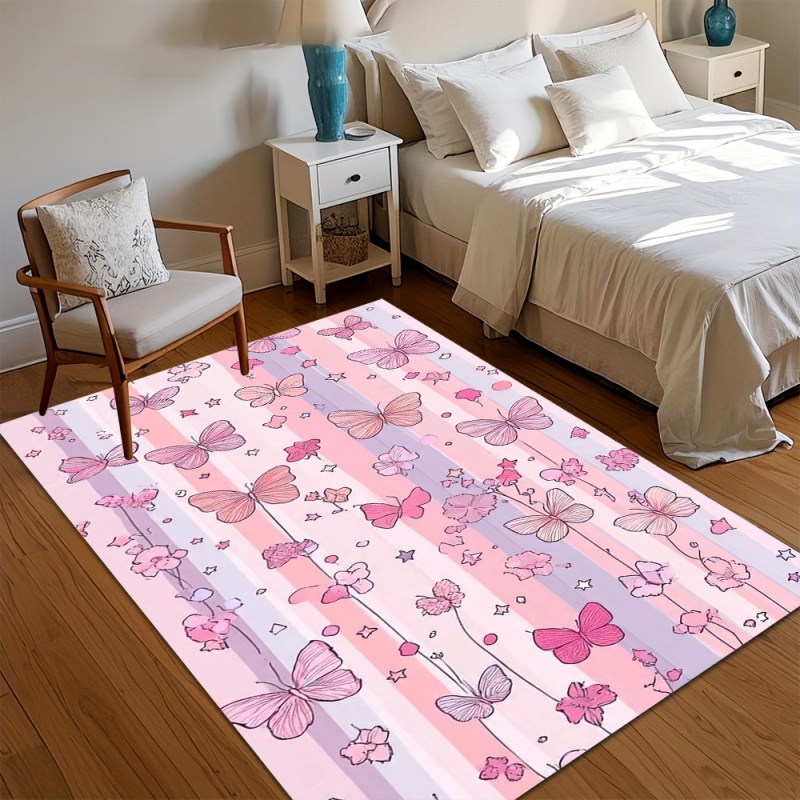 Cute Pink Striped Bow Area Rug - Commercial Ribbon Printing Machine ulasan dan harga
