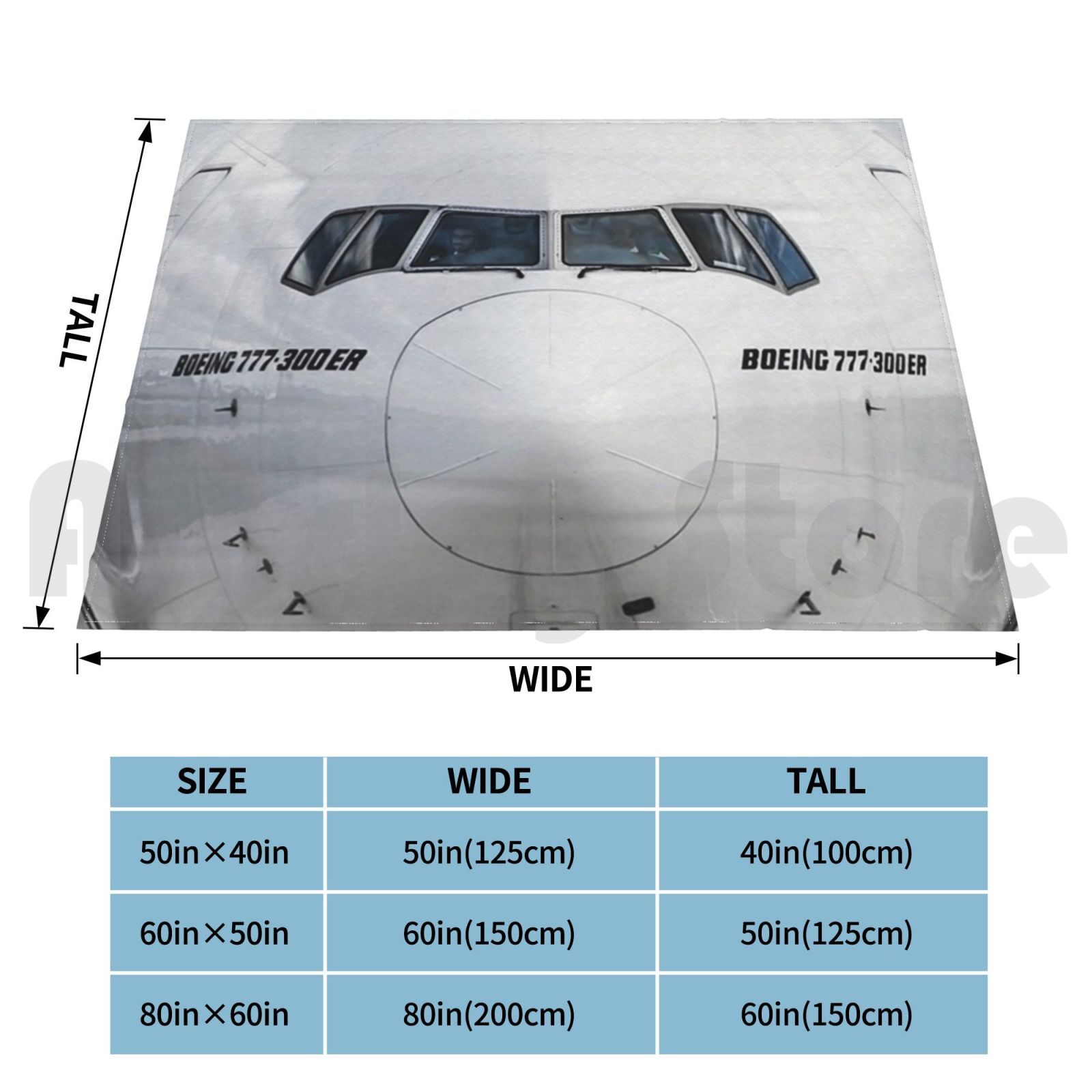 Boeing 777 Nose View Blanket F - Commercial Fabric Printing ulasan dan harga