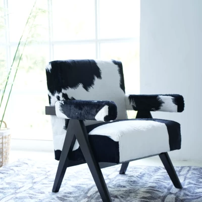 Cow Print Accent Chair  Tufted - Commercial Fabric Printing ulasan dan harga